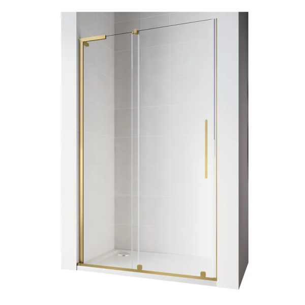 Двері у нішу Walk-In розсувні Koer SR SD07-120x200-L-TR-12 прозоре скло Easy Clean 8мм Матове золото (KR5687)