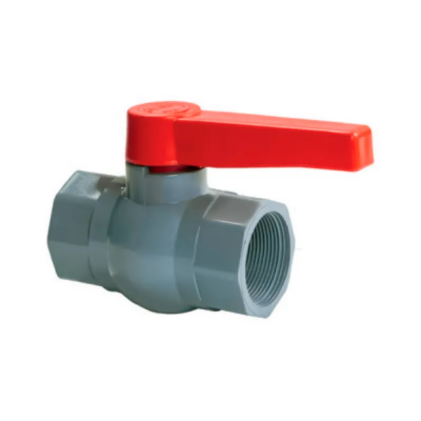 Кран кульовий PLAMIX PVF-4" FF PVC ручка "важіль" (grey+red) (PM0755)