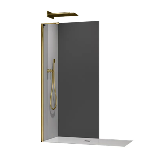 Душова перегородка Koer SR SP02-100x200-TR-12 Walk-In проз.скло Easy Clean 8мм, матове золото (KR5396)