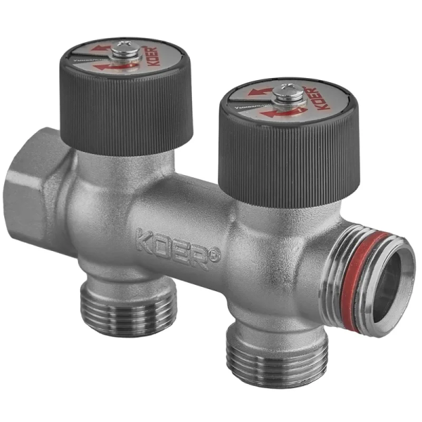 Колектор вентильний без фітингу Koer KR.1128-2 - 3/4"x3/4"x3/4"x2 Ways (KR5871)