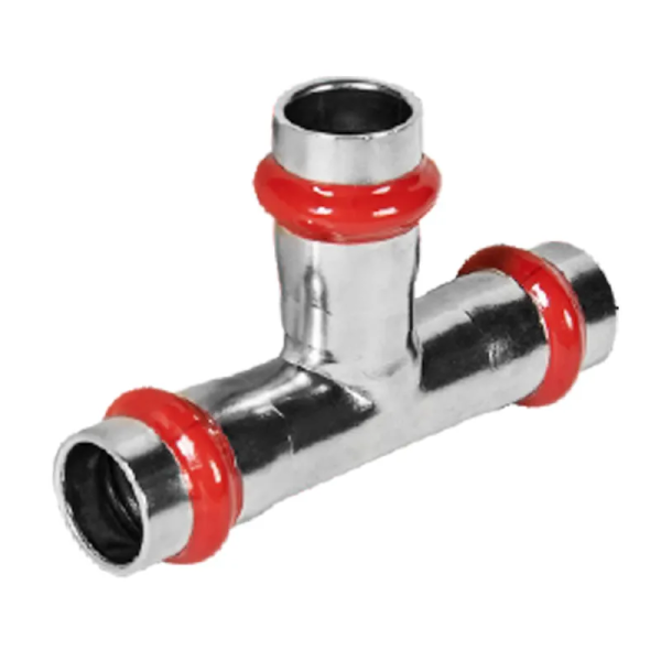 Трійник трирозтрубний редукційний Koer KQ.T352835 Press-Inox AISI 304 35x28x35 (KR6360)