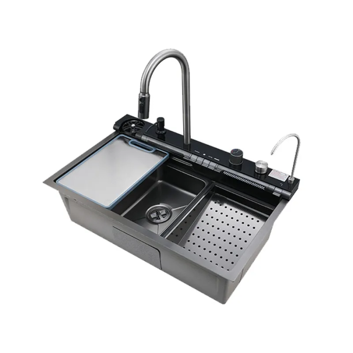 Мийка багатофункціональна Zerix ZH7546-SET-05 Decor Graphite з вбудованим змішувачем з нерж.сталі (ZM5592)