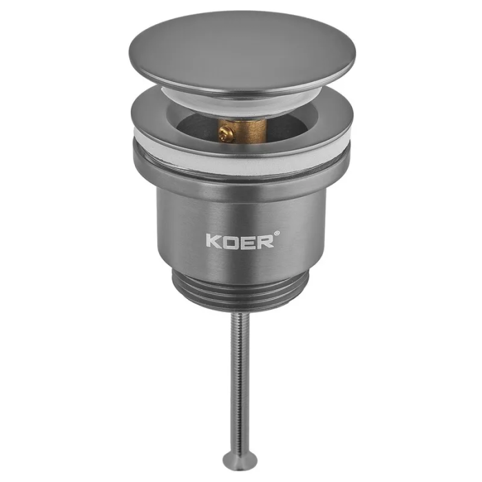 Донний клапан для раковини Koer PW-11-07 1 1/4''  універсальний (з/без перел) СLICK-СLACK (Колір графіт) (KR5793)