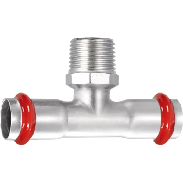 Трійник дворозтрубний ЗР Koer KQ.T2206M Press-Inox AISI 304 22x1/2"x22 (KR6385)