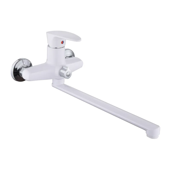 Змішувач для ванни Plamix Cezar-006 Euro SET White (з шлангом, лійкою та кронштейном) (PM0746)