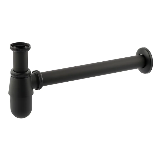 Сифон для раковини Champion SIPHON-01 BLACK без випуску (під донний клапан) без ревізії (Колір чорний) 1 1/4'' (AC3573)