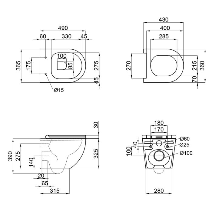 Комплект Grohe Set Унітаз ELLIPSE-0301-R + Інсталяція Grohe Rapid SL 38772001 (38772001ELLIPS0301R)