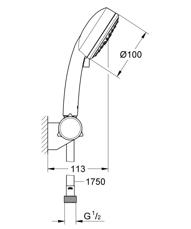 Душовий набір з тримачем, 3 режими струменя Grohe New Tempesta Cosmopolitan (27584002)