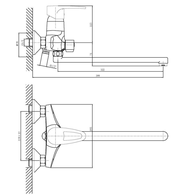 Змішувач для ванни Haiba Ceba 006 (HB0030)