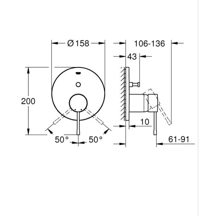 Одноважільний змішувач на 2 виходи Grohe Essence (24167001)