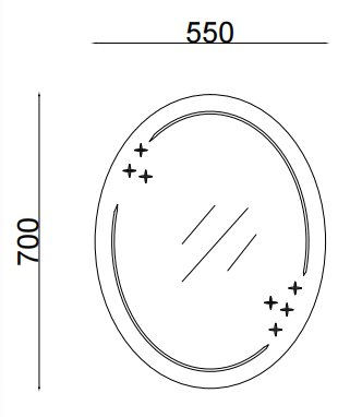 Дзеркало настінне Zerix FUSION MOZ03-55x70 овальне з декором (ZX5632)
