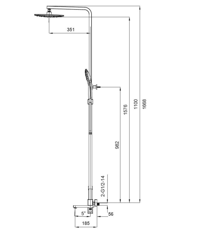 Душова колона із змішувачем Koer KB-56009-01 (Колір хром) (KR3506)