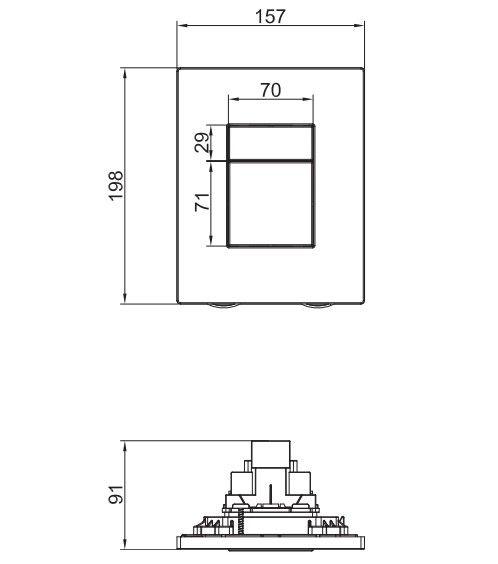Панель змиву Koer KT-0607-01 157x198x10mm пластикова, кнопка квадратна (колір хром) (KR5344)