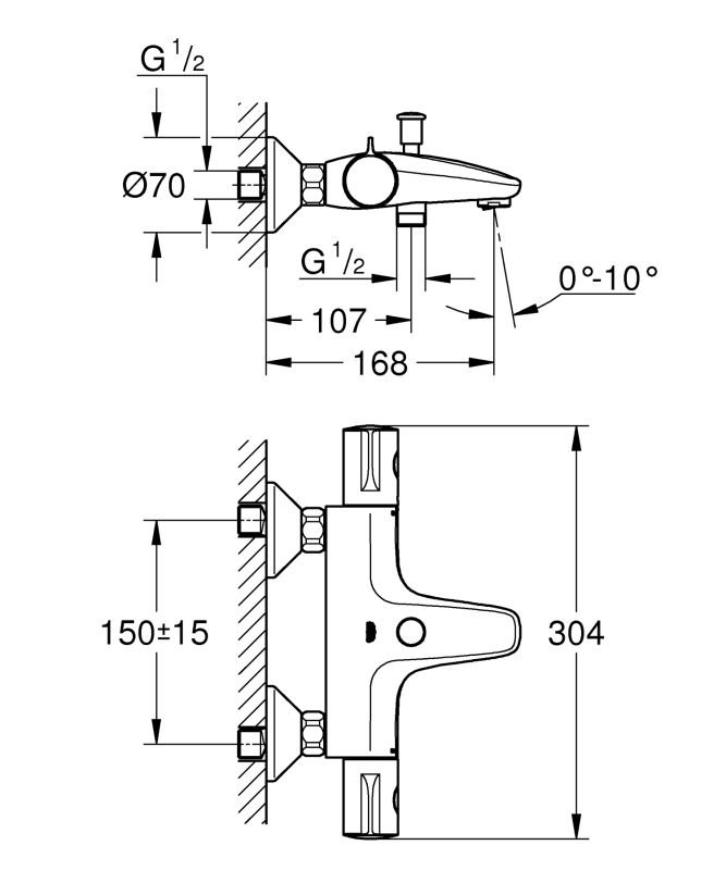 Змішувач для ванни з термостатом Grohe Grohtherm 800 (34576000)