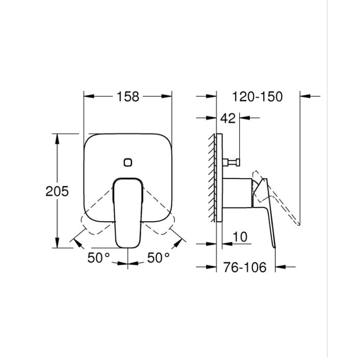 Змішувач одноважільний прихованого монтажу для ванни Grohe Cubeo з перемикачем на 2 положення (1017782430)