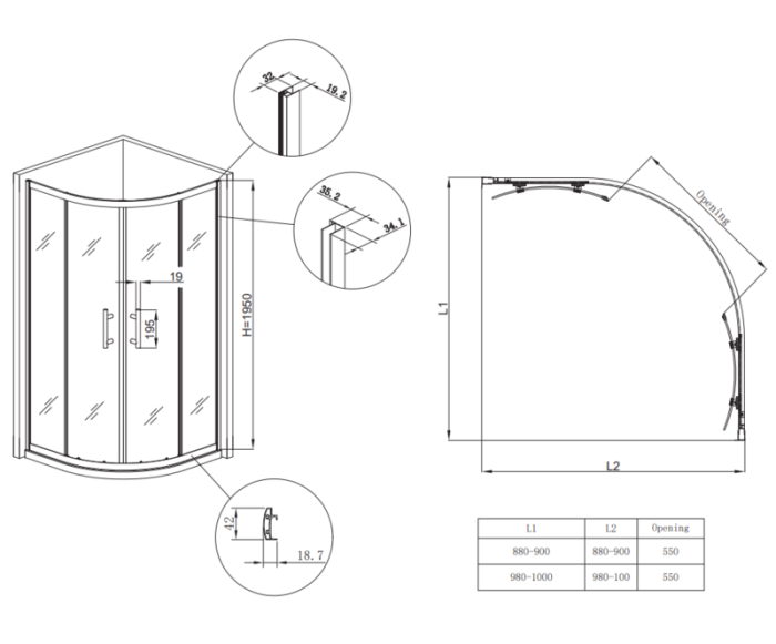 Душова кабіна без піддону Koer SR SC04-90x90x195-TR-01 прозоре скло Easy Clean 5мм, хром (KR5360)