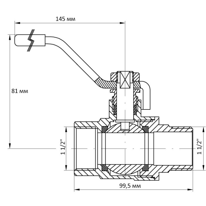 Кран кульовий Koer 1 1/2" ГШР (KR.215) (KR0022)