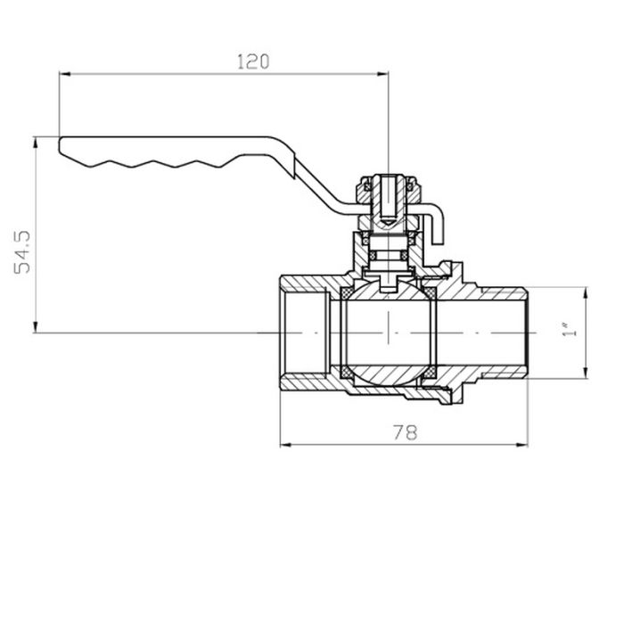 Кран кульовий ГШВ Koer Extreme KE.215-25 - 1" FM ручка "важіль" червона (KR5752)