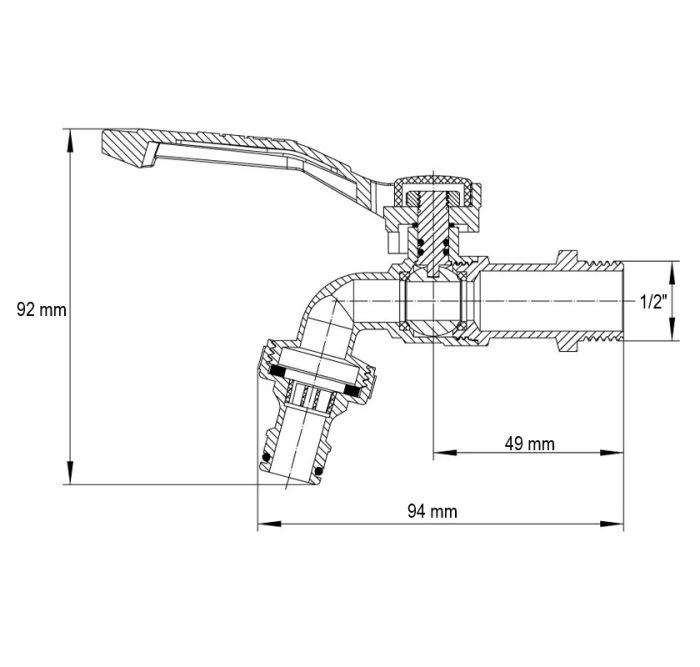 Кран поливу Koer KR.247 - 1/2" з конектором для швидкого підключення (KR3196)