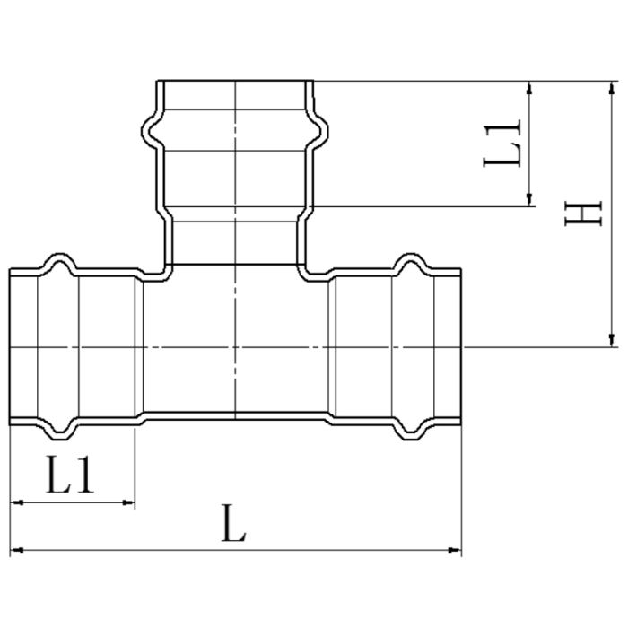 Трійник трирозтрубний Koer KQ.T18 Press-Inox AISI 304 18x18x18 (KR6349)