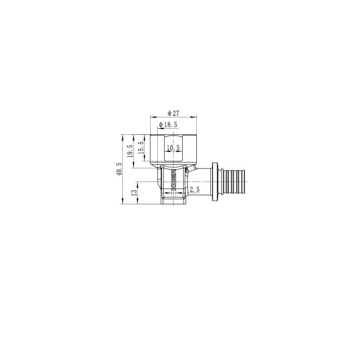 Кутник перехідний настінний з ВР Koer KA.LW06F-16 - 16(2.2mm) x 1/2"F (KR4880)