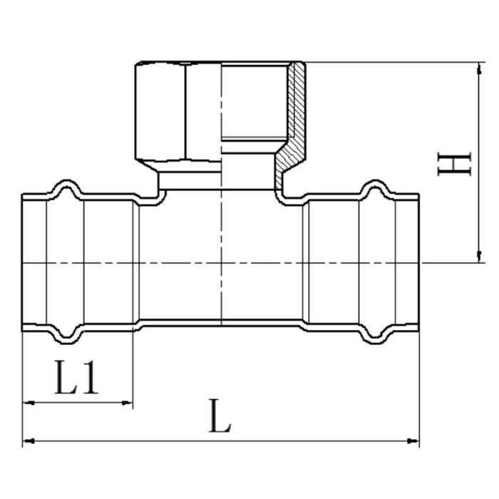 Трійник дворозтрубний ВР Koer KQ.T4206F Press-Inox AISI 304 42x1/2"x42 (KR6380)