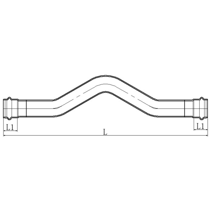 Обвід дворозтрубний Koer KQ.O22-2 Press-Inox AISI 304 22x22 (KR6444)