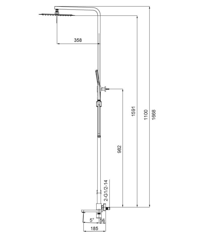 Душова колона із змішувачем Koer KB-56010-05 (Колір чорний) (KR3495)