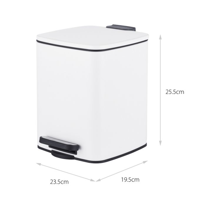 Відро для сміття з плавним закриттям квадратне Zerix Kubix-TC0106 White 6 л (колір білий) (ZX6109)