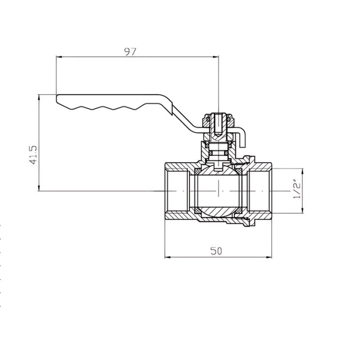 Кран кульовий ГГВ Koer Extreme KE.214-15 - 1/2" FF ручка "важіль" червона (KR5744)