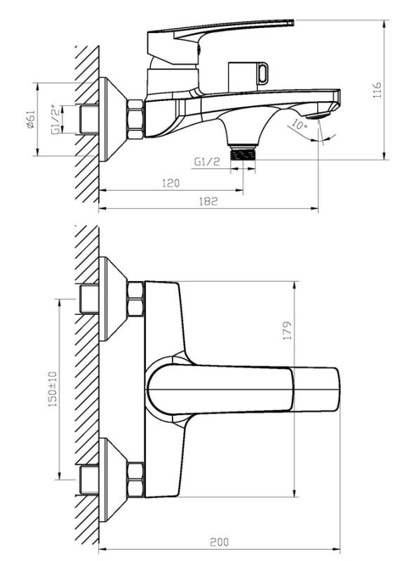 Змішувач для ванни Haiba Troya 009 Euro (HB9661)