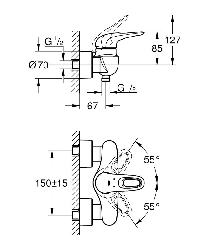 Змішувач для душу Grohe Eurostyle (33590LS3)