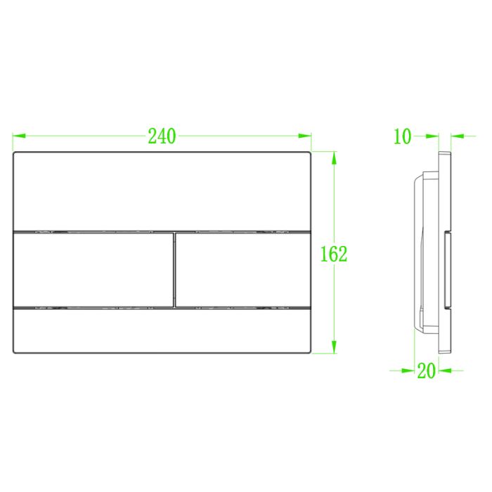 Панель змиву Koer KT-0603-07 240x160x10mm пластикова, кнопка лінійна (колір графіт) (KR5321)