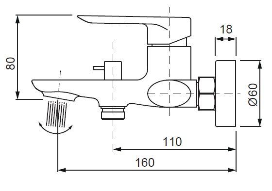 Змішувач для ванни з коротким виливом Koer KB-40028-05 (KR5306)