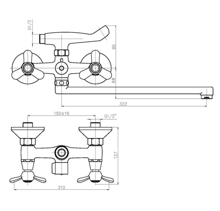 Змішувач для ванни Haiba Vilta 140 (HB0916)