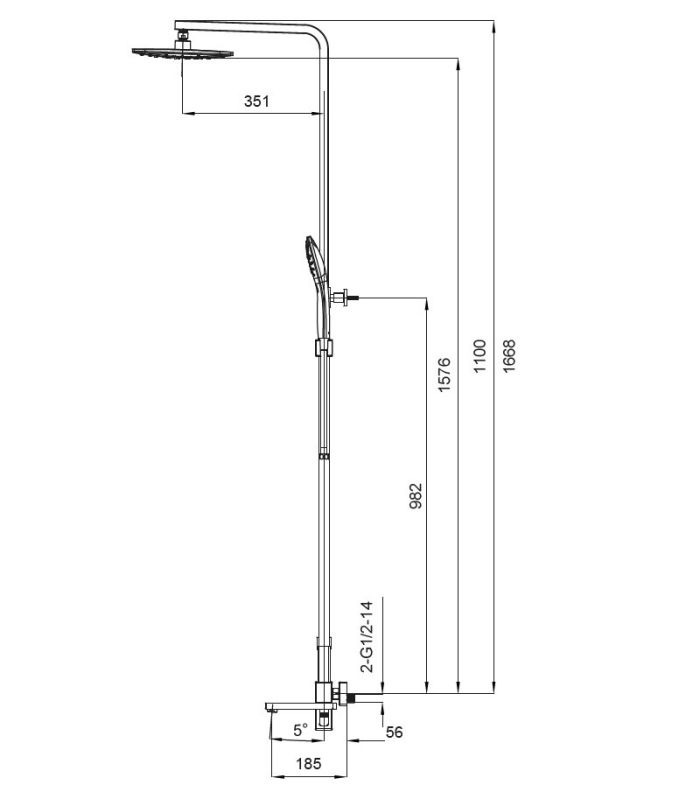 Душова колона із змішувачем Koer KB-56009-05 (Колір чорний) (KR3507)