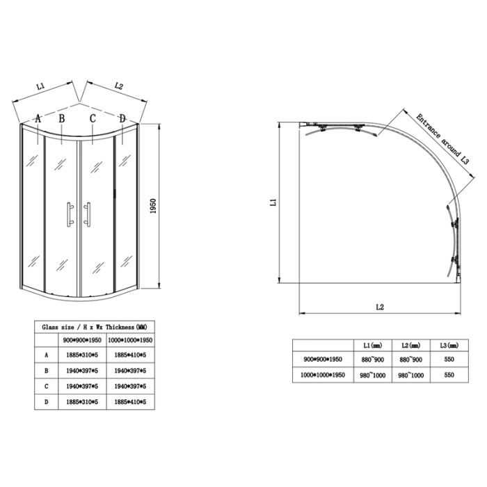 Душова кабіна без піддону Koer SR SC04-90x90x195-TR-02 прозоре скло Easy Clean 5мм SS Color (KR5682)