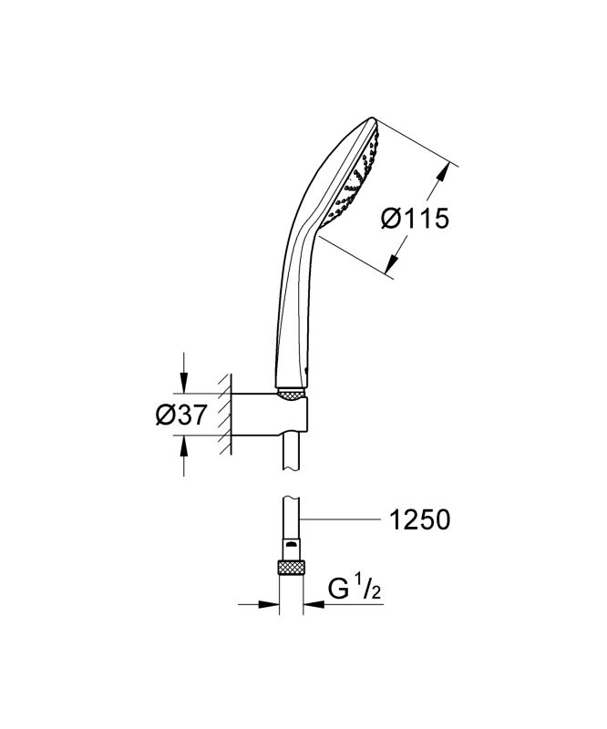 Душовий набір з тримачем, 1 режим струменя Grohe Euphoria (27354000)