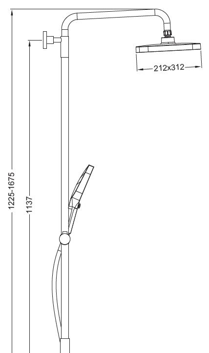 Душова колона зі змішувачем Koer KB-56030-07, 3 функції (KR5429)