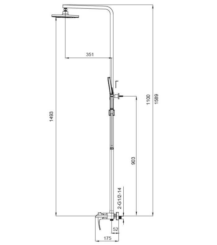 Душова колона із змішувачем водоспад KOER KB-58007-01 (Колір хром) (KR3462)