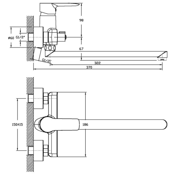 Змішувач для ванни Haiba Columbia 006 (HB0039)