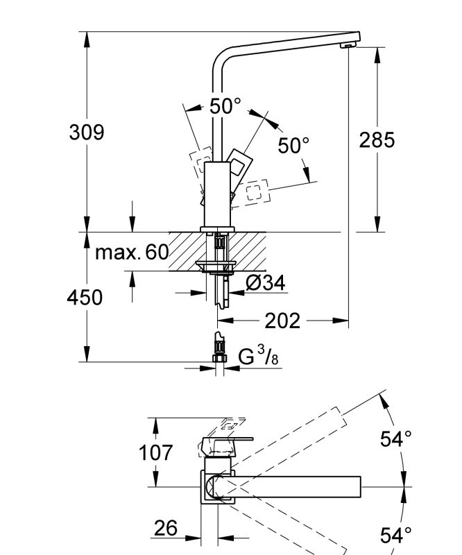 Змішувач для кухні Grohe Eurocube (31255000)