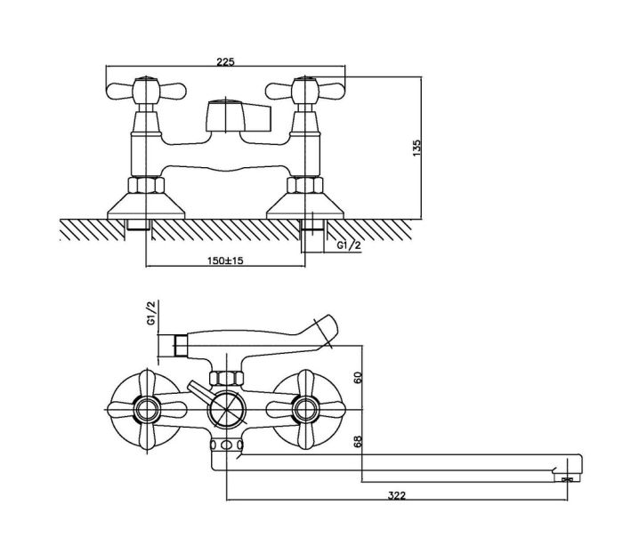 Змішувач для ванни Haiba Dominox 140 (HB0945)