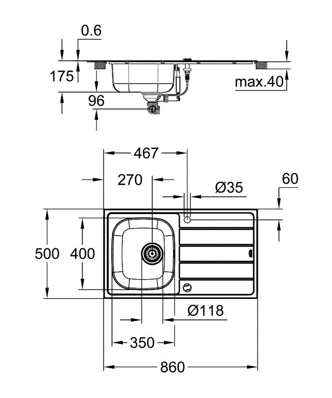 Мийка для кухні із нержавіючої сталі Grohe K200 (31552SD1)