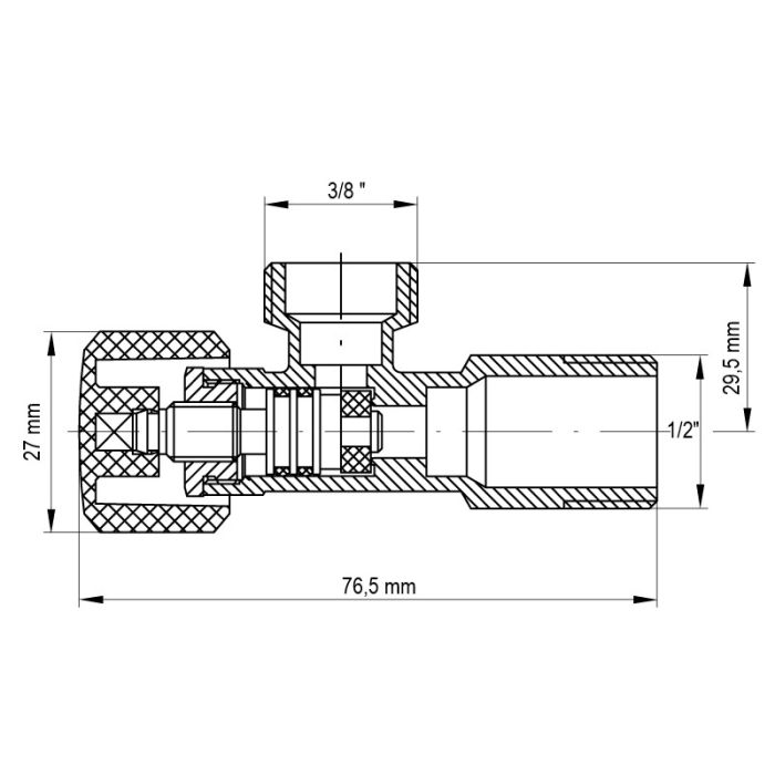 Кран вентильний Koer 1/2x3/8 з накидною гайкою (KR.510) (KR0147)