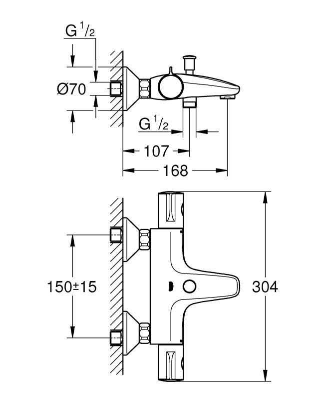 Змішувач для ванни з термостатом Grohe Grohtherm 800 (34567000)