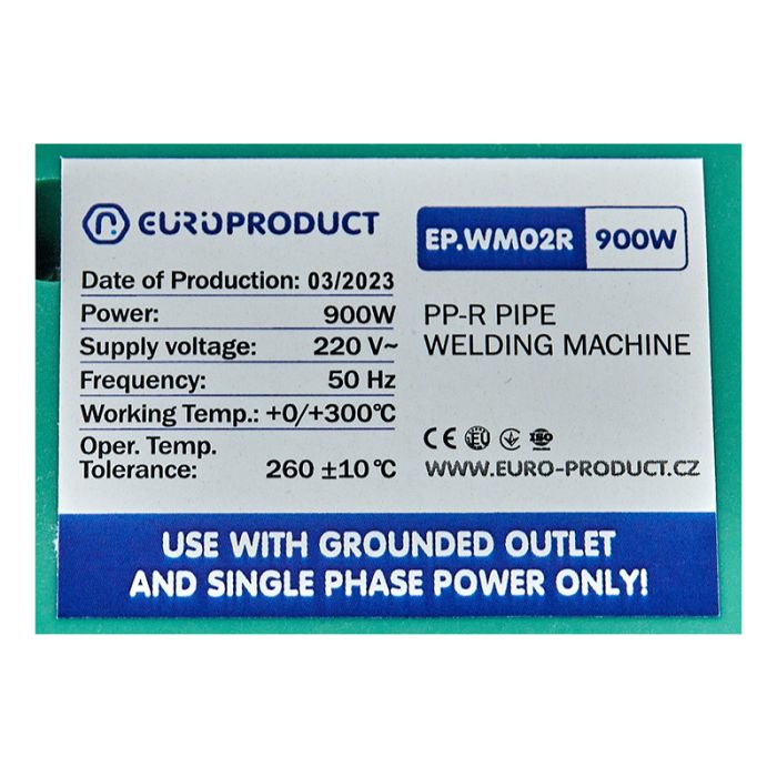 Паяльник Europroduct EP.WM02R для PPR труб, круглі насадки, 900W 20/32mm (EP6092)