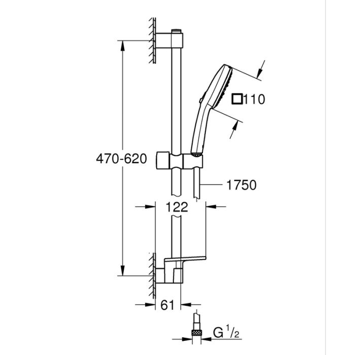 Душовий гарнітур Grohe Tempesta Cube 110, 3 режими (27929003)
