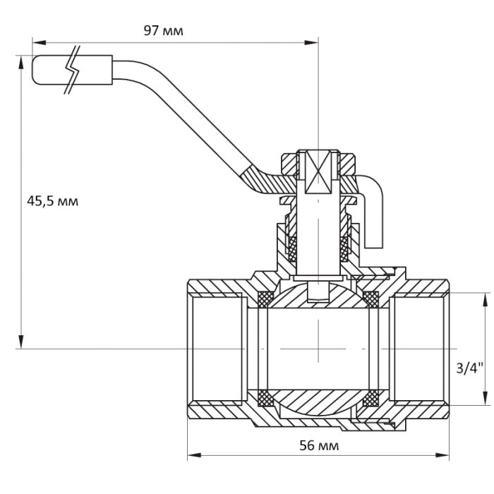 Кран кульовий Koer 3/4" ГГР (KR.214) (KR0042)