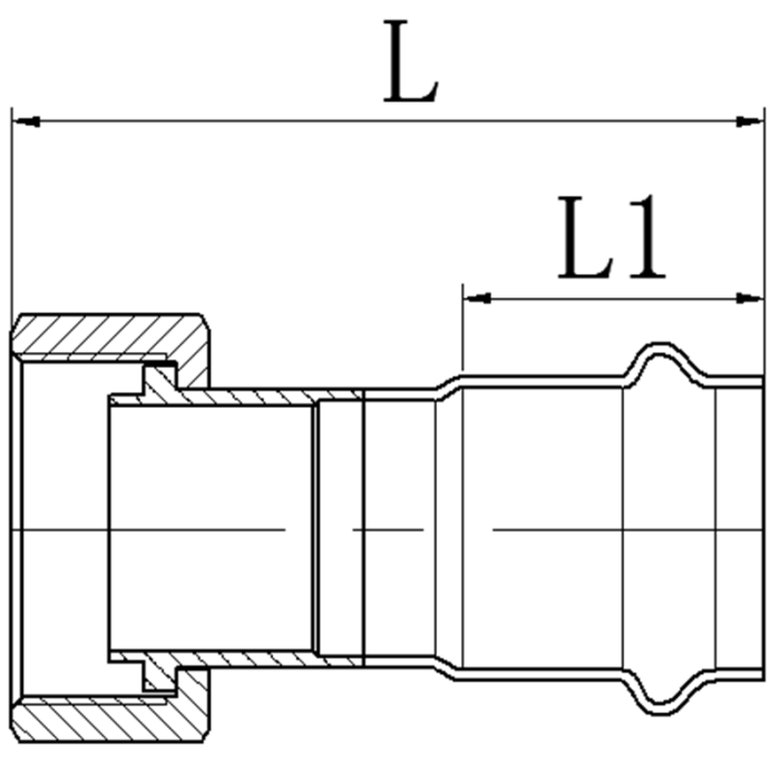 Перехідник з накидною гайкою Koer KQ.A3512NF Press-Inox AISI 304 35x1 1/4" (KR6344)